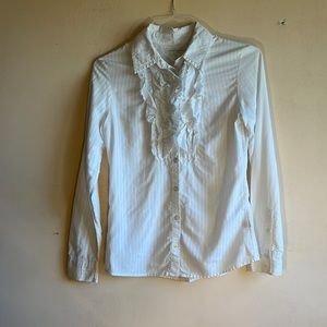 White ruffle blouse